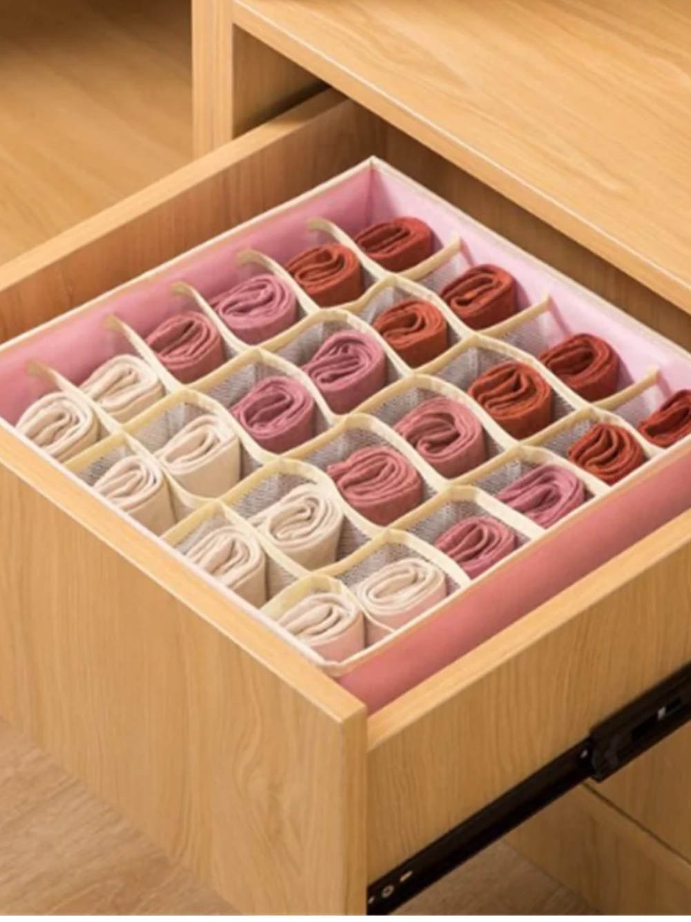 Drawer Grid Organizer - Pink Compartment Storage